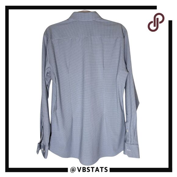 Mizzen+Main Men's Leeward Trim Fit Check Grid Long Sleeve Dress Shirt Blue Large - Picture 2 of 8